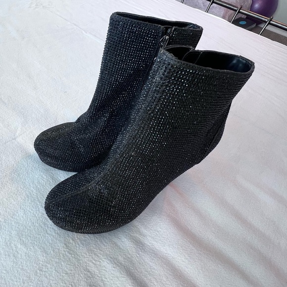 Thalia Sodi Womens Chiara Platform Rhinestone Embellished Dress Stiletto Booties